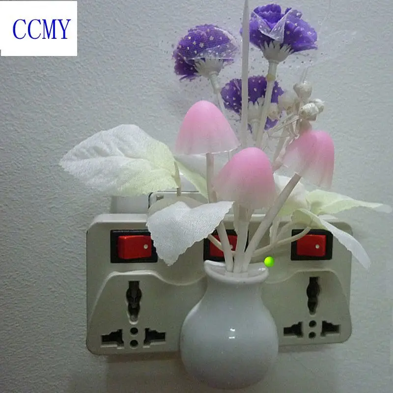 Новинка Детские Ночь Романтический Красочный Сон Датчик Цветочных Растений СВЕТОДИОДНЫЕ Лампы Night Light Гриб