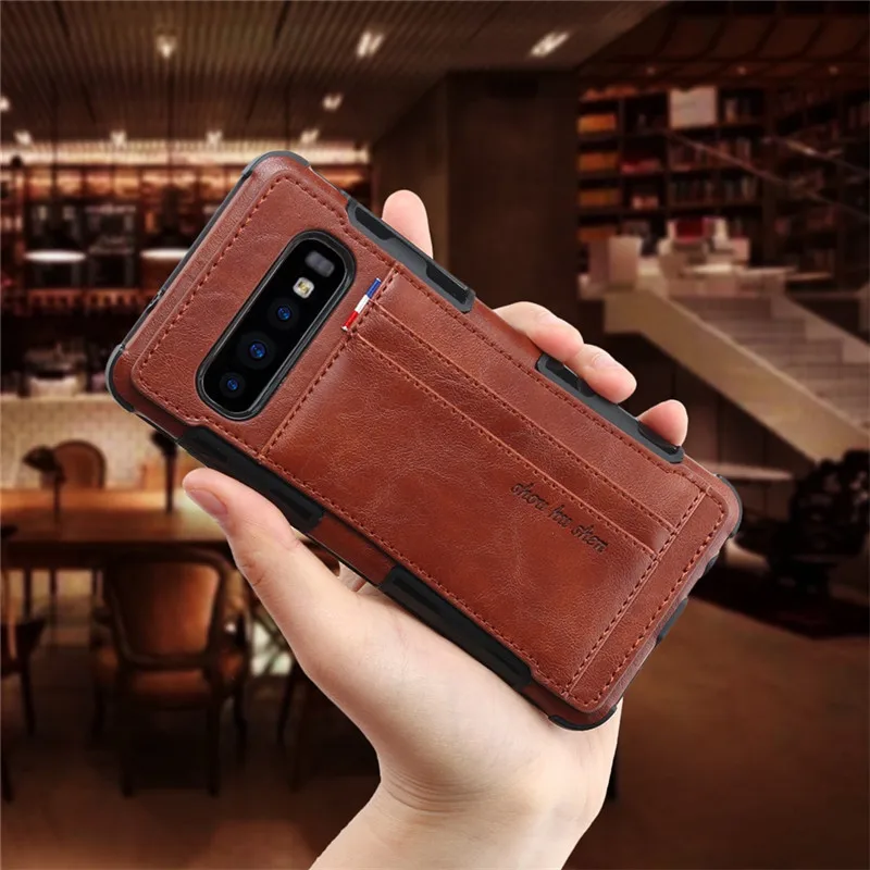 Credit Card Holder Case For Samsung Galaxy S10 Plus Luxury PU Leather Back Cover Business Wallet S10E S10+ Capa | Мобильные телефоны