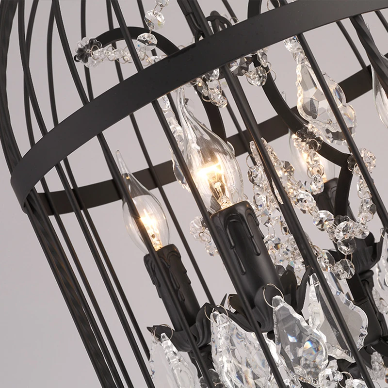 Кантри железная клетка для птиц лофт подвесная люстра 4/8 головок E14 светодиодный