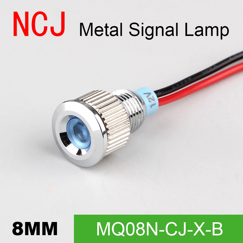 NCJ 8 светодиодный Металл LED пилот панель тире сигнала индикатор предупреждения