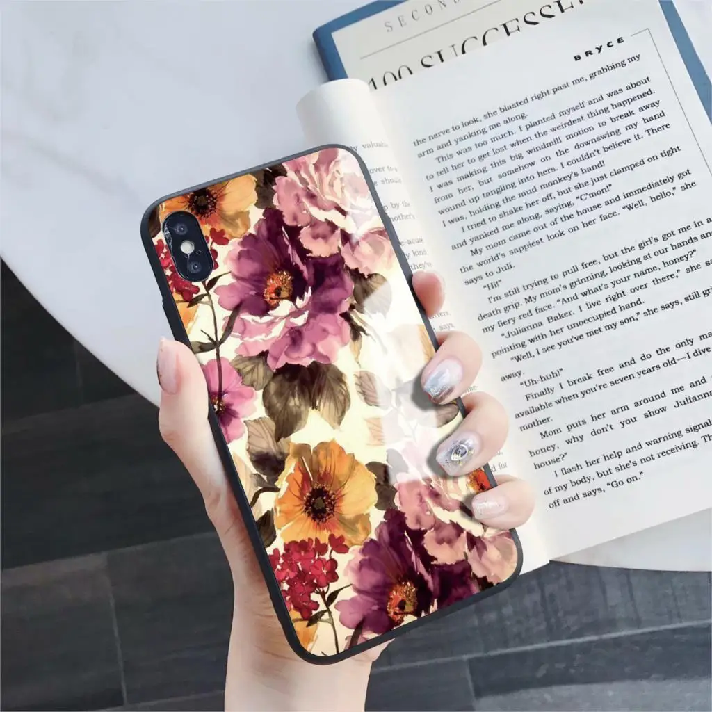 180 Акварельный чехол из закаленного стекла для телефона для iphone 5, 6, 7, 8, 6s, разноцветный цветок, 6s plus, 7 plus, 8 plus, x, xr, xs, xsmax - Цвет: 180