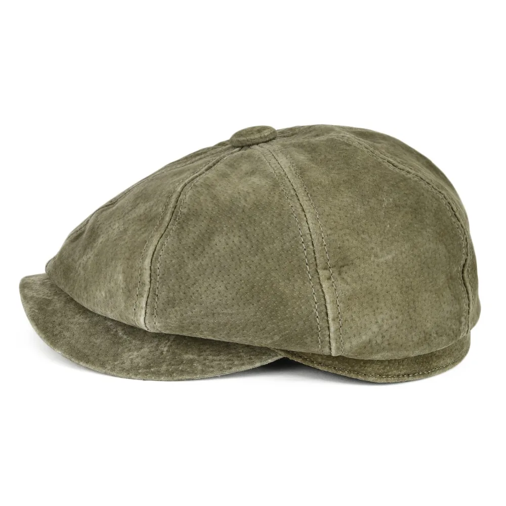 VOBOOM Suede Pigskin Leather Newsboy Caps Men Women Beret Frosted 8 Panel Hats for Autumn Winter Boina Green Hat 152 |