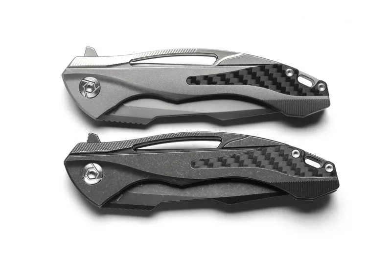 CH 3519 original Flipper folding knife S35VN Blade ball bearings Titanium carbon fibre handle camping pocket knives EDC tools |