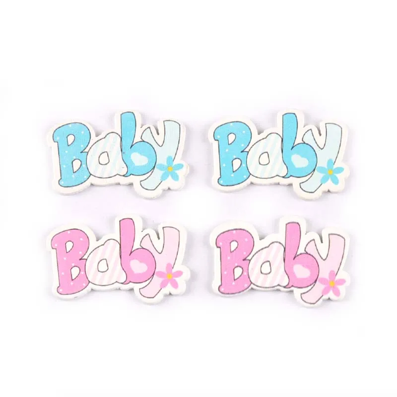 

no Holes blue/pink Baby painted Wood Handmade Buttons For Scrapbooking Craft 20pcs 25x36mm MT0452x