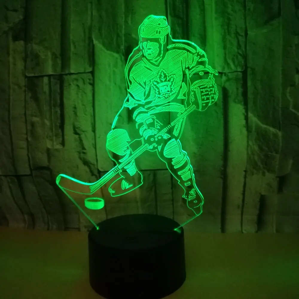 

7 Color Change Ice Hockey 3d Led Night Lamps Touch Base Led Usb Table Lampara Lampe Baby Sleeping Nightlight Kids Gift Toy