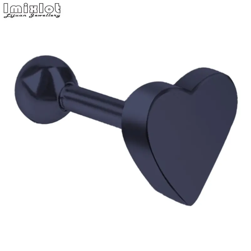 Серьги в форме сердца и штанги 1 шт. 18 г черный/золотой пирсинг Orelha Ear Ушной Хрящ