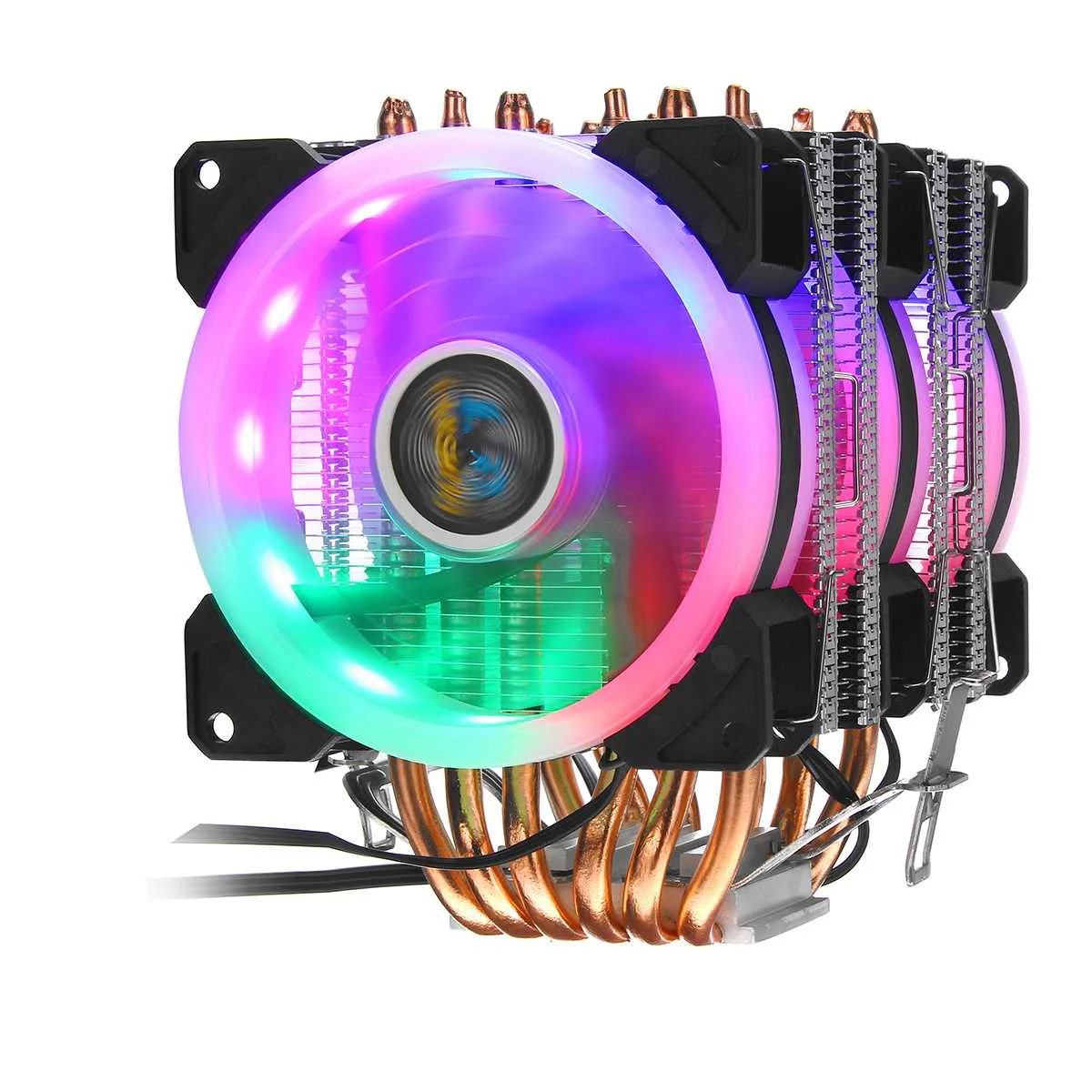 Type 3 6pipe3pin3fan Процессорный кулер вентилятор радиатора 2/4/6 медные тепловые трубки 3/4Pin RGB Вентилятор Кулер для Intel 775/1150/1151/1155/1156/1366 и AMD все платформы - Цвет лезвия: Type 3 6pipe3pin3fan