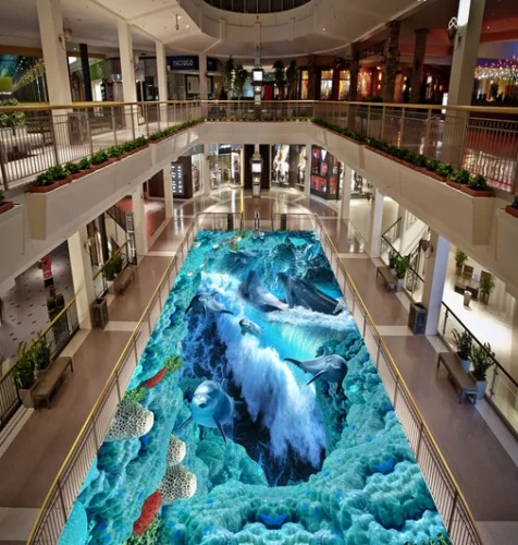 

[Self-Adhesive] 3D Blue Coral Dolphin 2 Non-slip Waterproof Photo Self-Adhesive Floor Mural Sticker WallPaper Murals Wall Print