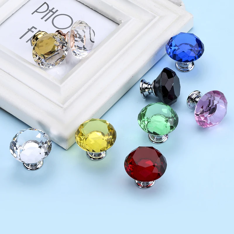 NAIERDI 40 мм кристалл стеклянные ручки Diamond форма дизайн Шкаф ящика тянуть кухня двери шкафа ручки Аппаратные средства