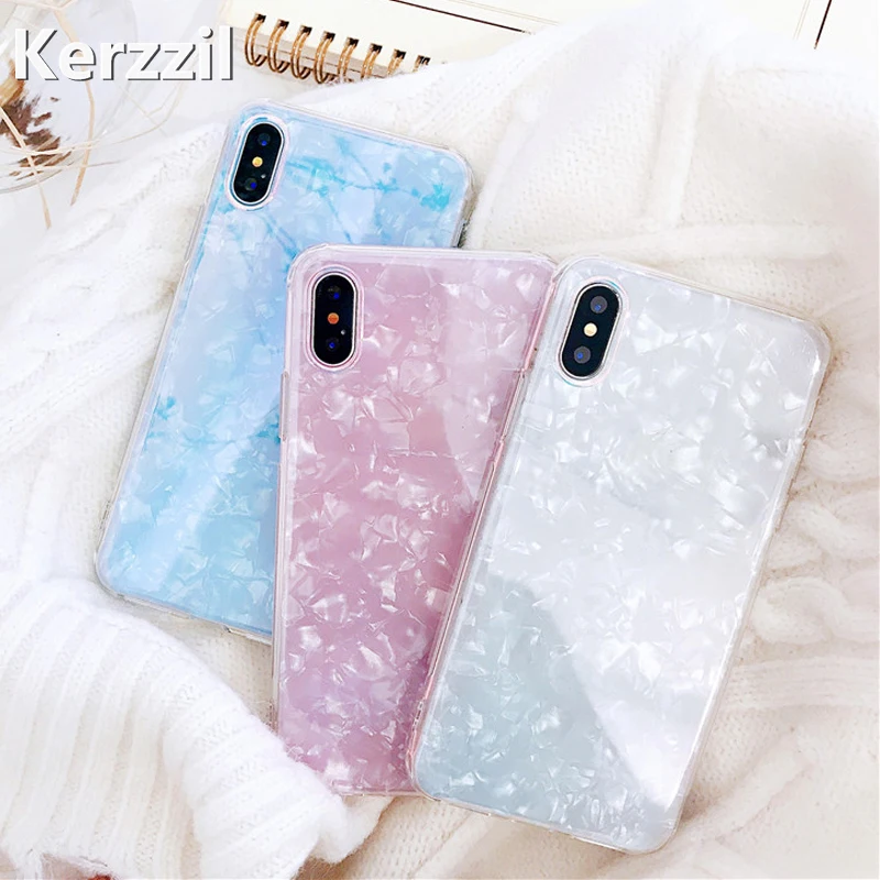 Kerzzil Luxury Sea Shells For iPhone 7 6 6S 8 Plus Blue-Ray phone case PC+TPU Mix Hard shell X Phone Covers |