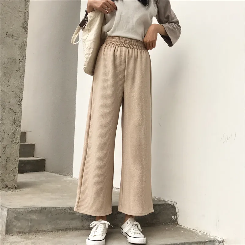 Брюки-Палаццо женские с завышенной талией модные повседневные однотонные штаны