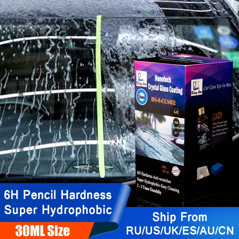 30ml Nano Super Hydrophobic Ceramic Coating Anti Rain Liquid Water Repellent Glass Spray Waterproof Auto Windshield Self-clean