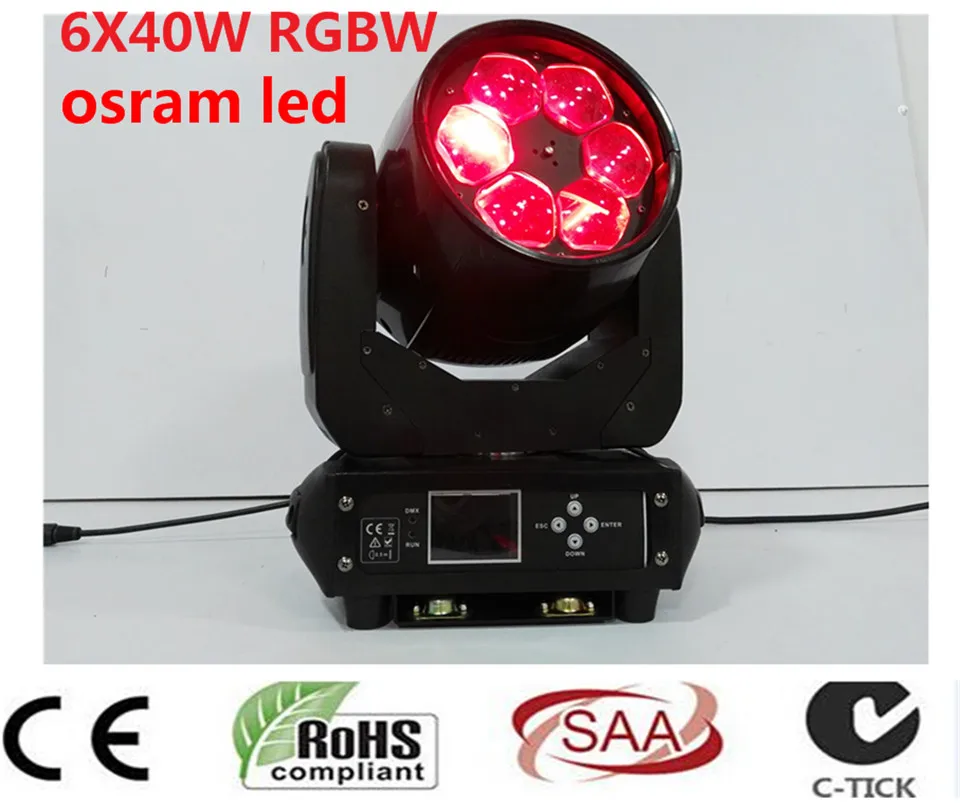 Светодиодный прожектор RGBW 6x40 Вт 4 в 1 с движущейся головкой и зумом occhio ape fssio di luce
