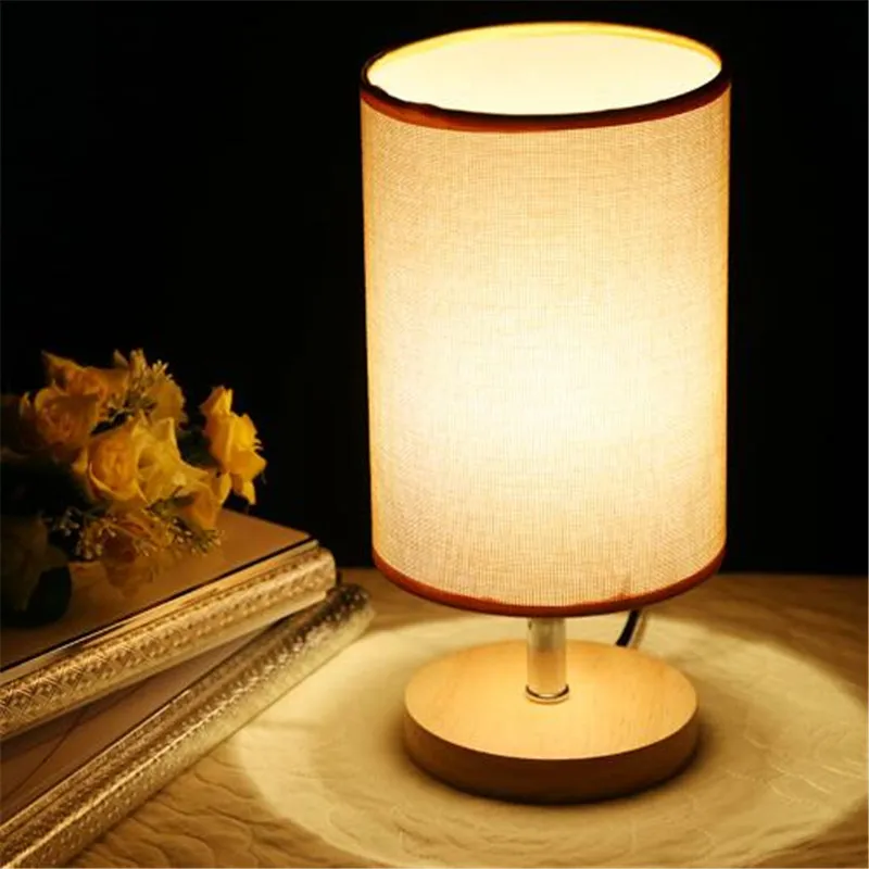 Modern Brief Fashion Fabric Wooden Table Lamp For Bedroom Bedside Bar Restaurant Led E27 Lights 1262 | Лампы и освещение