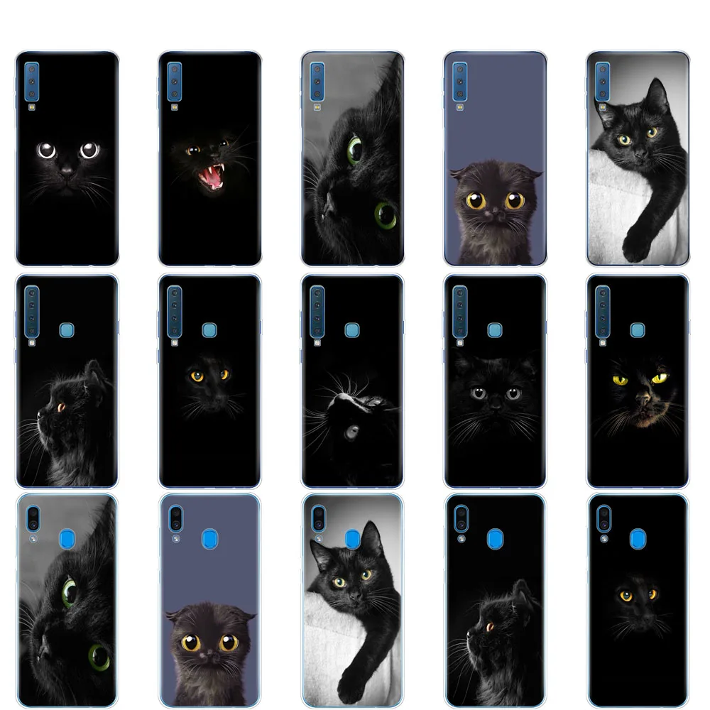 Чехол для Samsung A50 чехол Galaxy A60 A10 A30 A40 A70 A 50 2019 A9 A7 2018 черный с кошачьим