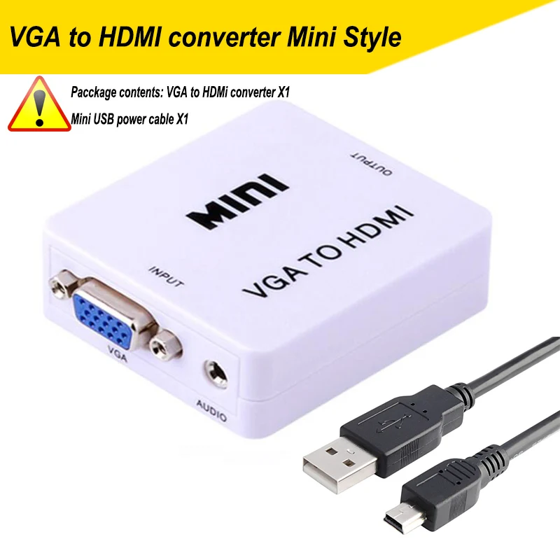 Черный VGA к HDMI аудио конвертер Женский к женскому VGA в HDMI выход для ПК ноутбука к HDTV монитору - Цвет: Черный