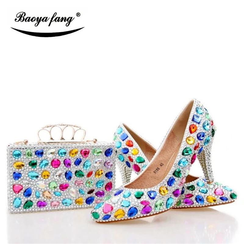 Женские свадебные туфли с острым носком 8 см Вечерние модельные сумочкой в