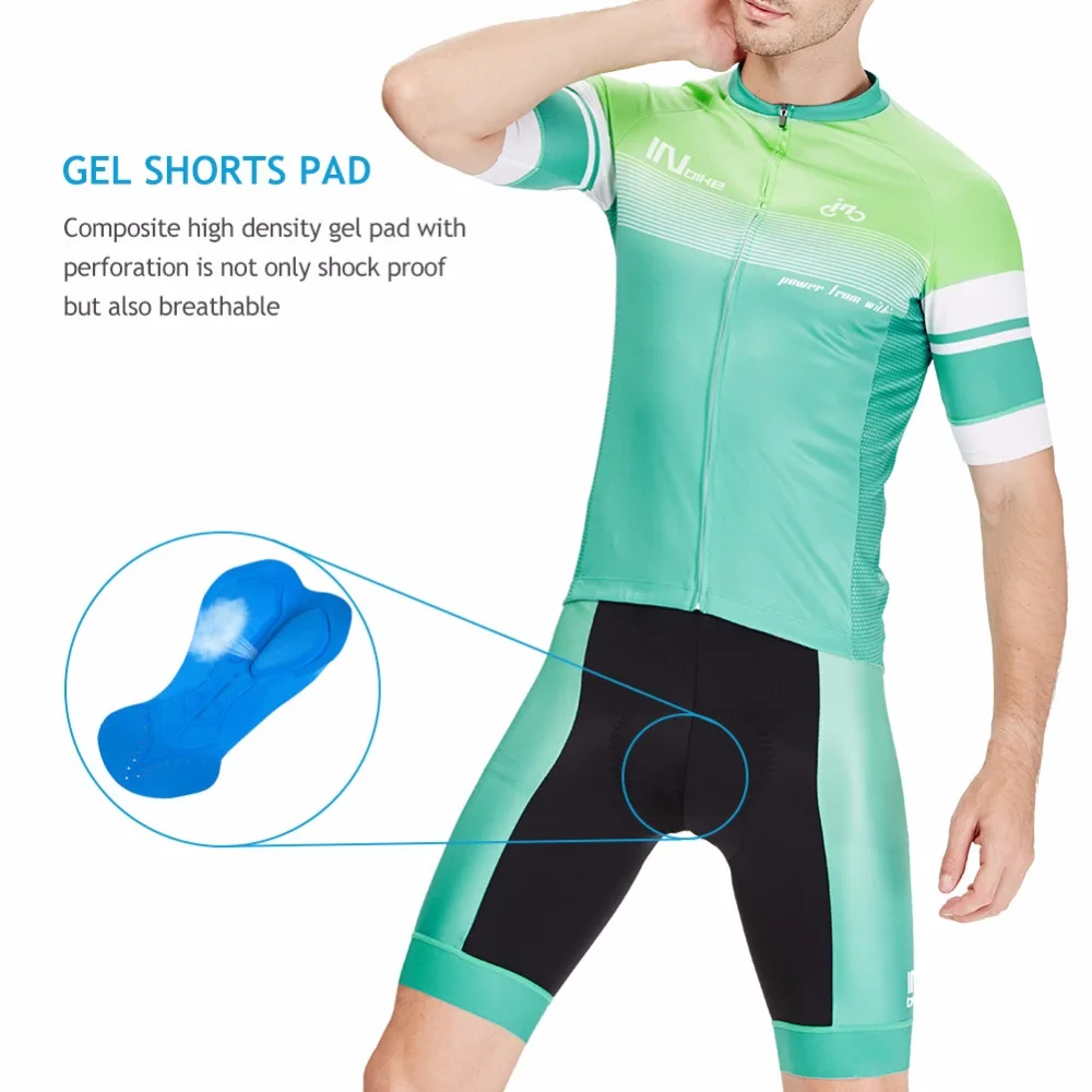 INBIKE Мужская одежда для велоспорта с коротким рукавом гелевая подкладка дышащая