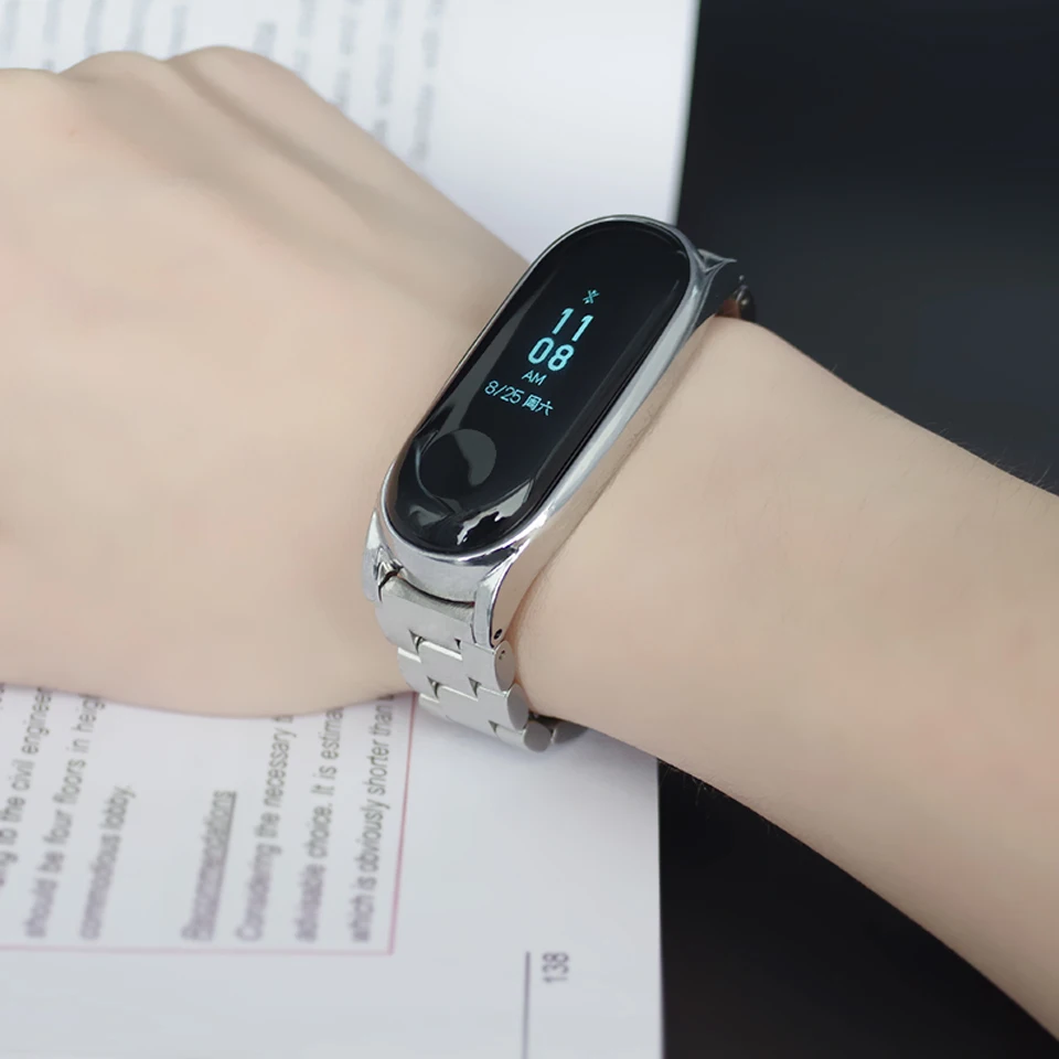 Металлический ремешок для часов Mi Band 4 браслет из нержавеющей стали Xiaomi Miband 3