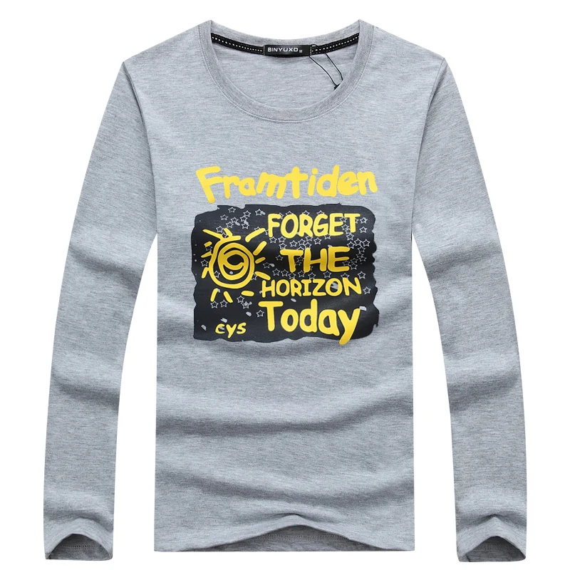 Мужская хлопковая Приталенная футболка Повседневная модная с длинным рукавом