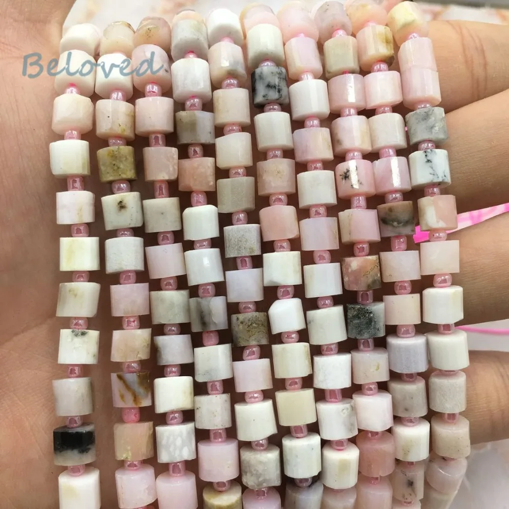6x6 мм натуральный цилиндр розовый опал свободные бусины высокое качество сырой
