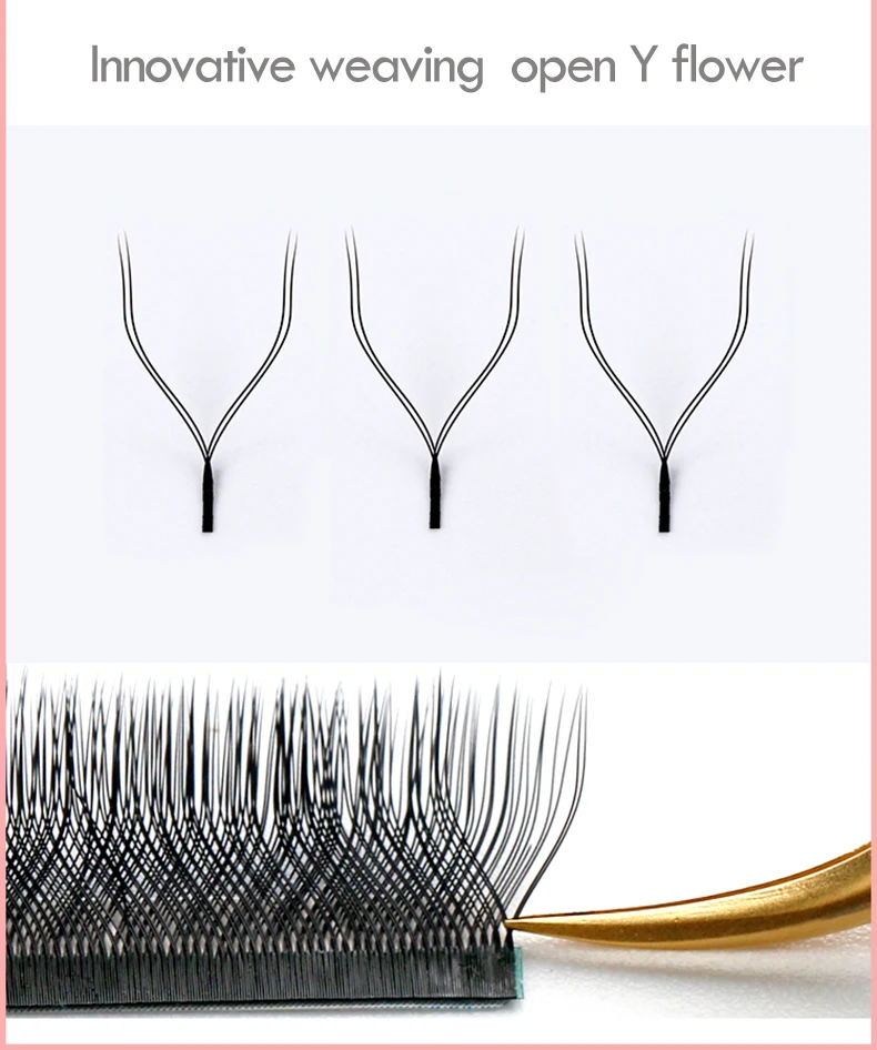 baby curl y-shaped eyelashes extention love mesh woven dense eyelashes super soft mink cilia 3D volume looking eye lash