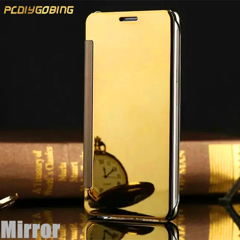 Pcdiygobing блеск зеркала флип покрытие кожаный чехол для Samsung Galaxy A5 A7 2015 2016 A3 A510 2017 A320