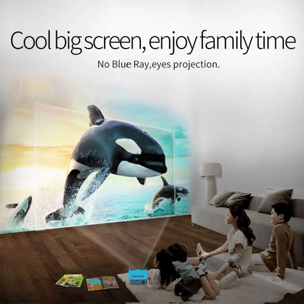 

MINI Projector 680Lumens 1920x1080P LED Portable HD Beamer for Home Cinema Supports powerd by power bank