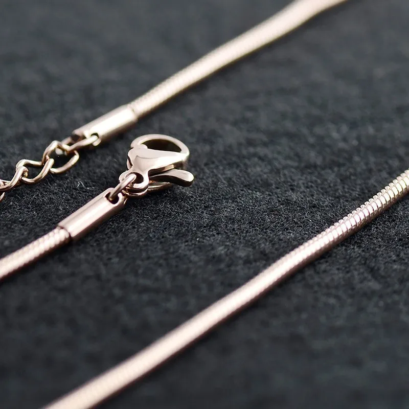 RIR 1 PCS Snake Necklace Stainless Steel Gold Silver Rose Fashion Simple 1.2mm and 1.5mm Chain 18 - 28 Inch Choose | Украшения и