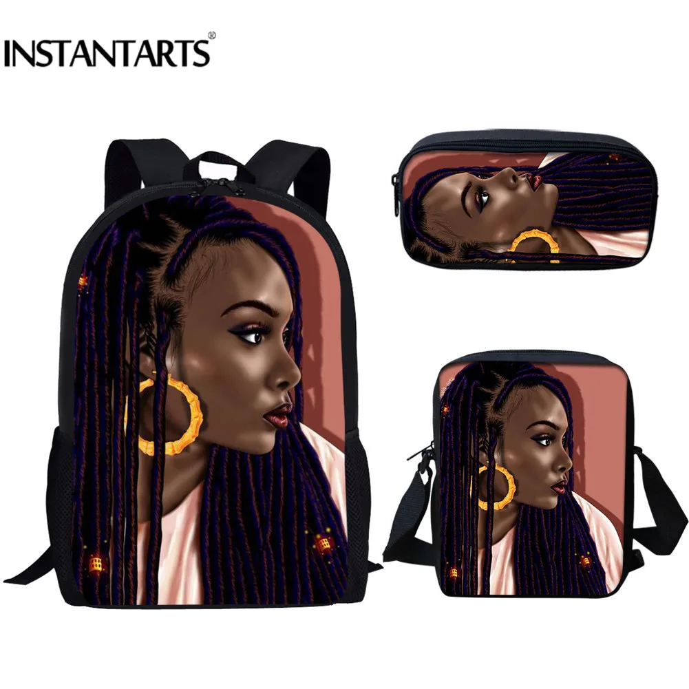 INSTANTARTS 3D принт для девочек черного цвета Magic школьная сумка 3 шт./компл. книжная сумка для девочек-подростков рюкзак детские путешествия паке...