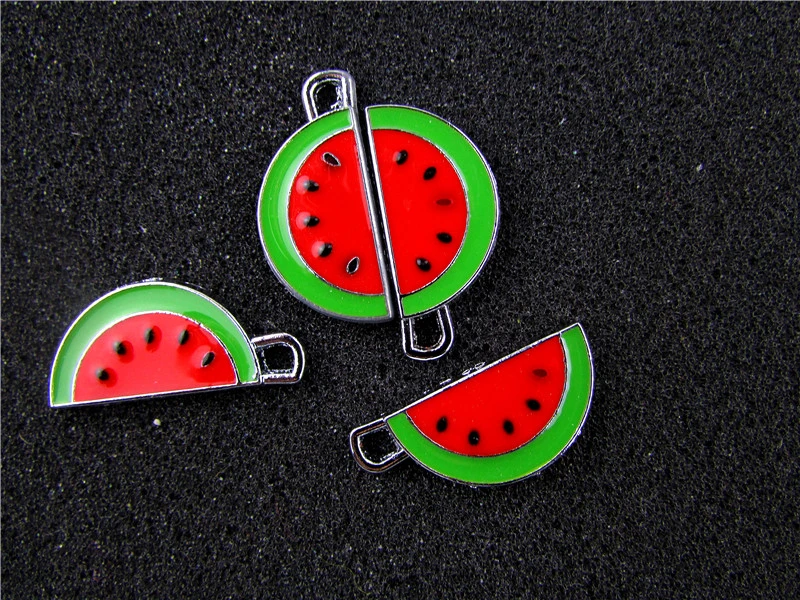 

AE767 Mix Color 20Pcs Alloy Metal Enamel Watermelon Charms Pendant 25x12mm