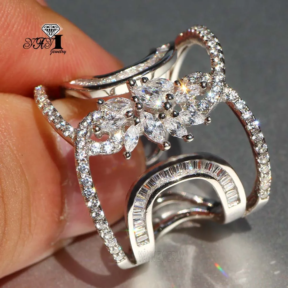 Ювелирные изделия YaYI огранка Принцесса 5.6CT серебро белый циркон Цвет обручальные