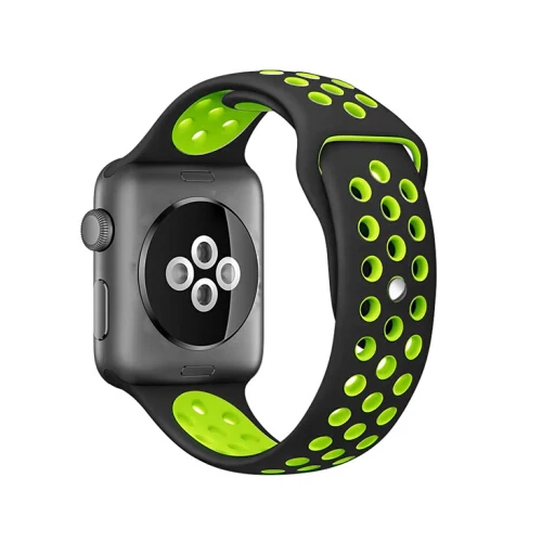 black green 12 Спортивный ремешок для часов для apple watch, ремешок 42 мм, 38 мм, Версия 44 мм 40 мм, ремешок для наручных часов iwatch, ремешок series 5/4/3/2/1 силиконовый браслет аксессуары - Цвет ремешка: black green 12