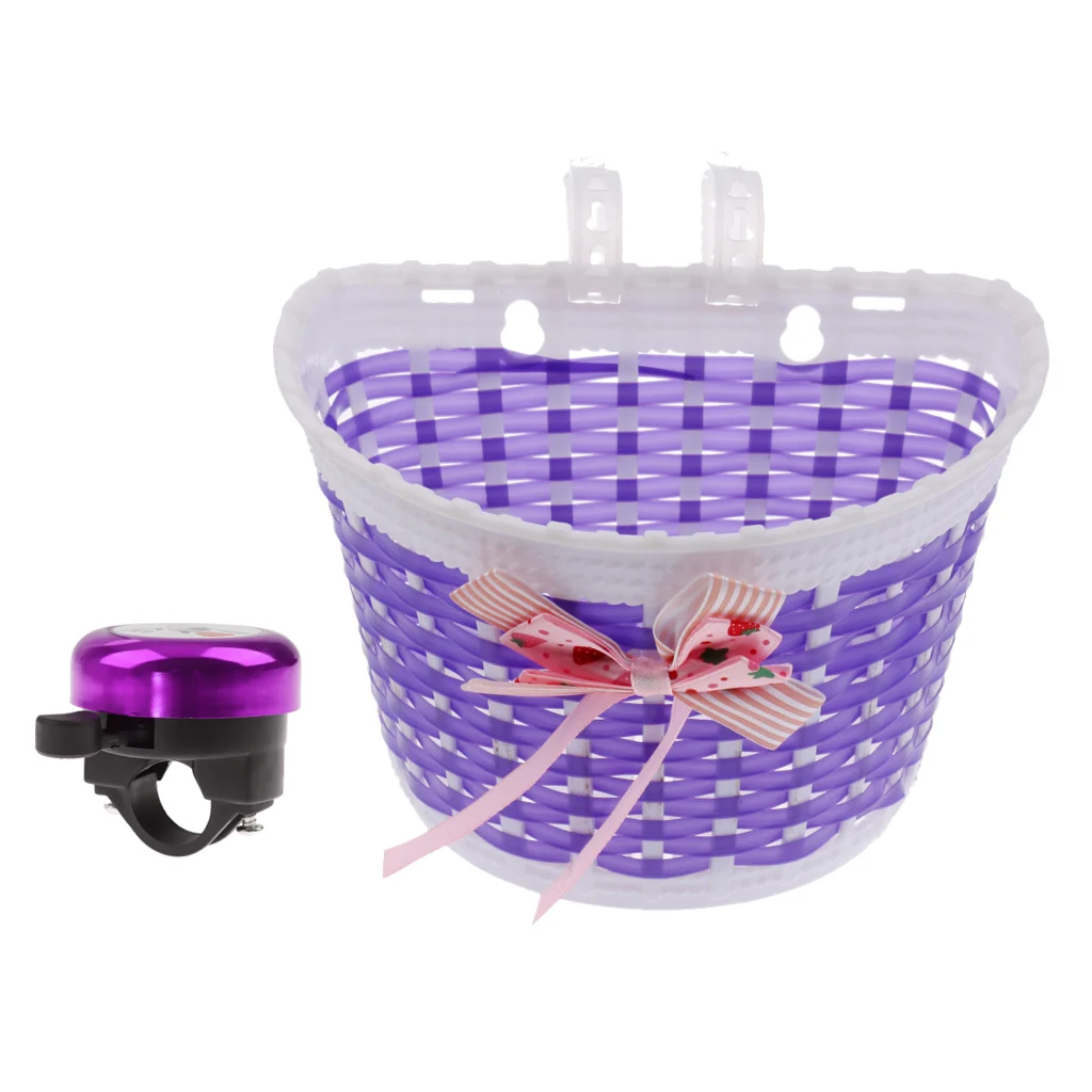 1Pcs Basket Bicycle Kids Girls Boys Children Child Front Basket+ Ring Bell Cycle Horn for Bkie Bicycle Accessories
