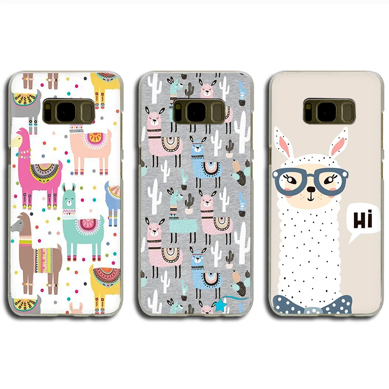 Kawaii милый Llama Альпака животные жесткий чехол для телефона samsung S7 Edge S8 S9 S10 Plus S10e Note 8 9 10 M10 M20 M30 M40