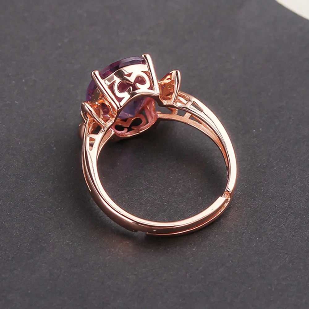Модные 925 пробы серебро Природный аметист кольцо красивые Для женщин Jewelry высокое