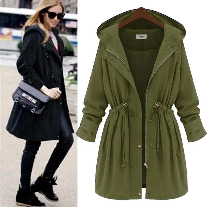 

European and American windbreaker 2018 new autumn and winter women's jacket in the long paragraph fashion windbreaker jacket