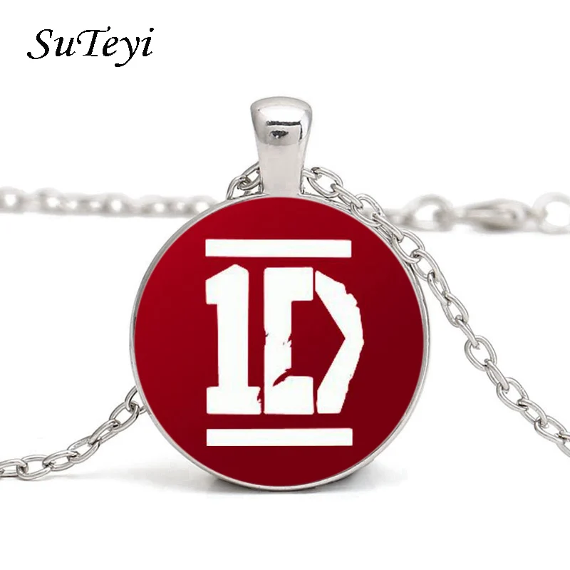 Модный Круглый бижутерия со стеклянными кабошонами One Direction ID массивные ожерелья
