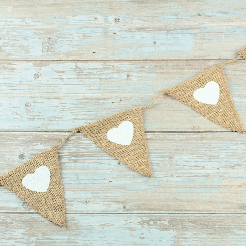 Любовь Сердце джутовые флажки из мешковины флаг баннер праздничные товары для