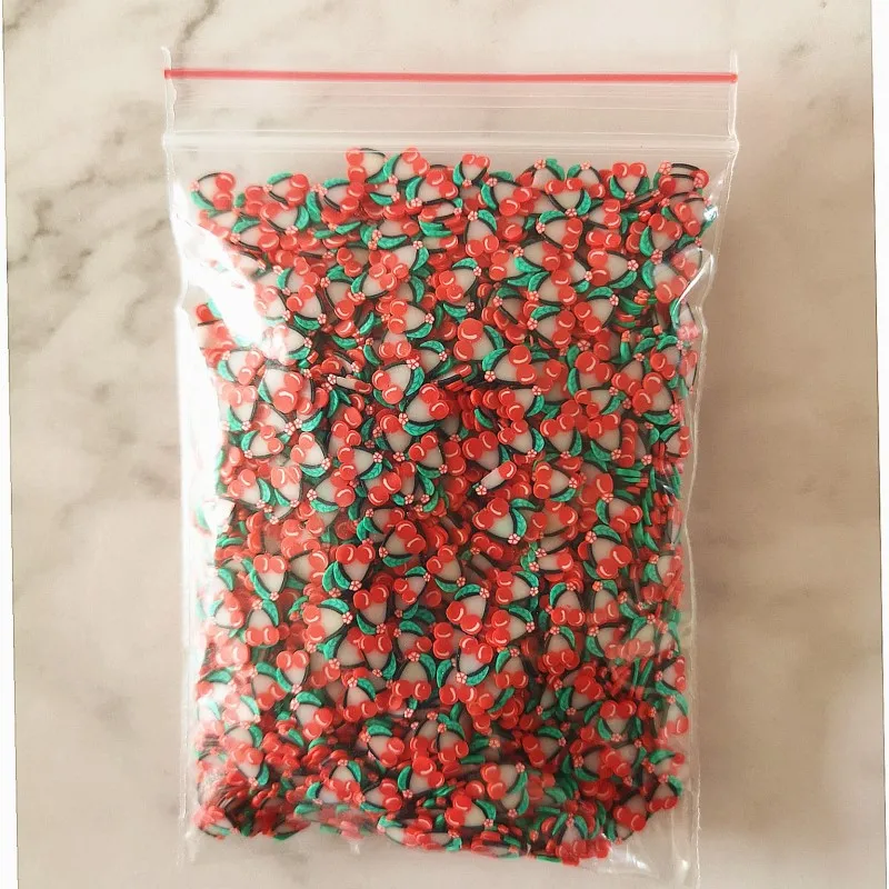 5mm Cherry 20g 20 г 2000 шт Красивые милые наклейки для ногтей Полимерная глина в форме фруктов секции для глины Мода DIY милый Декор наклейки глина украшение для альбома - Цвет: 5mm Cherry 20g