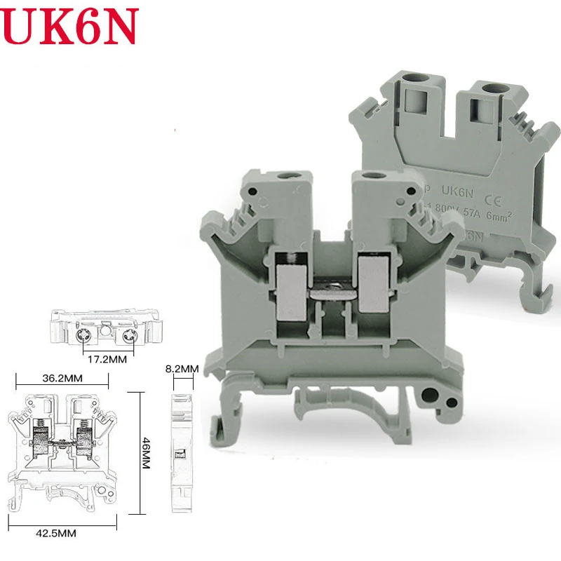 Клеммные колодки с винтовым зажимом UK6N UK Series DIN Rail|block edges|clamp on power meterclamp loading |
