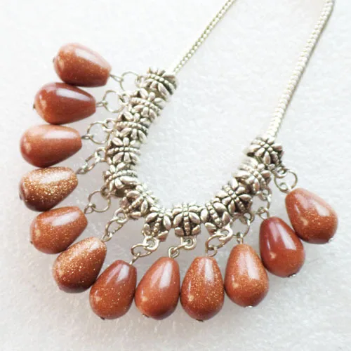 24 шт Золотой песок камень слеза кулон подходит европейский браслет ожерелье 15x10