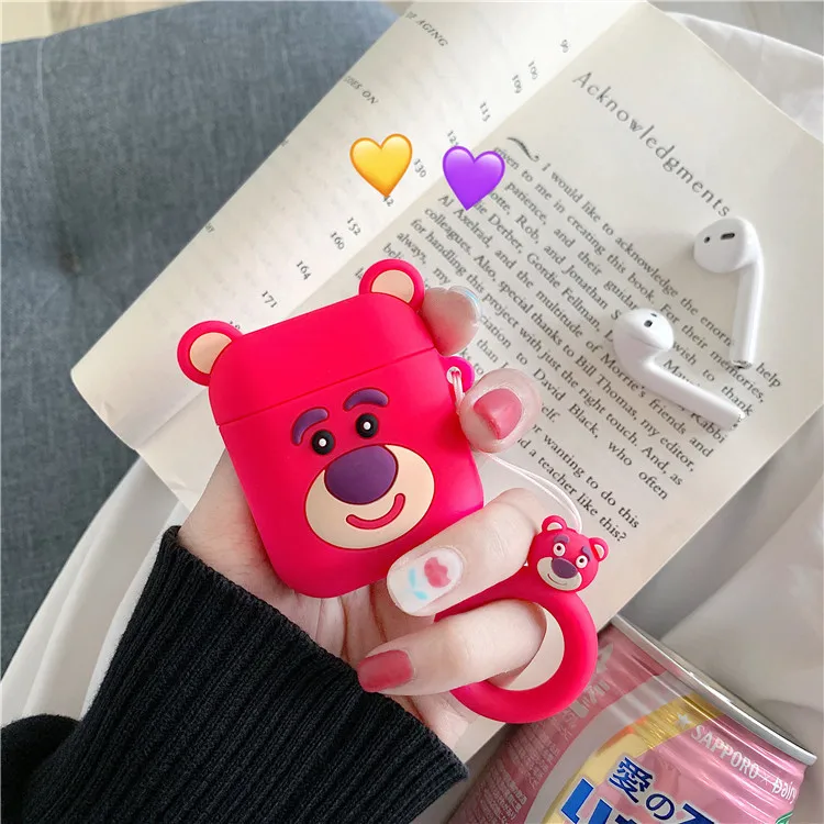 Для Airpods чехол Чехол для наушников с милыми мультяшками Чехлы Apple 2 милый розовый