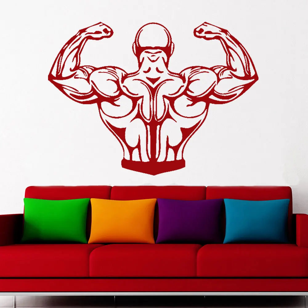 Wall Decal Sticker Bedroom muscle man bodybuilding gym weight power lift E657 | Дом и сад