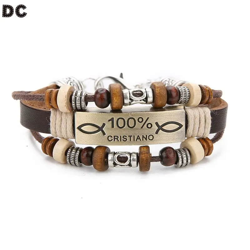 DC ручной работы бисер деревянные бусины кожаные браслеты модная застежка для