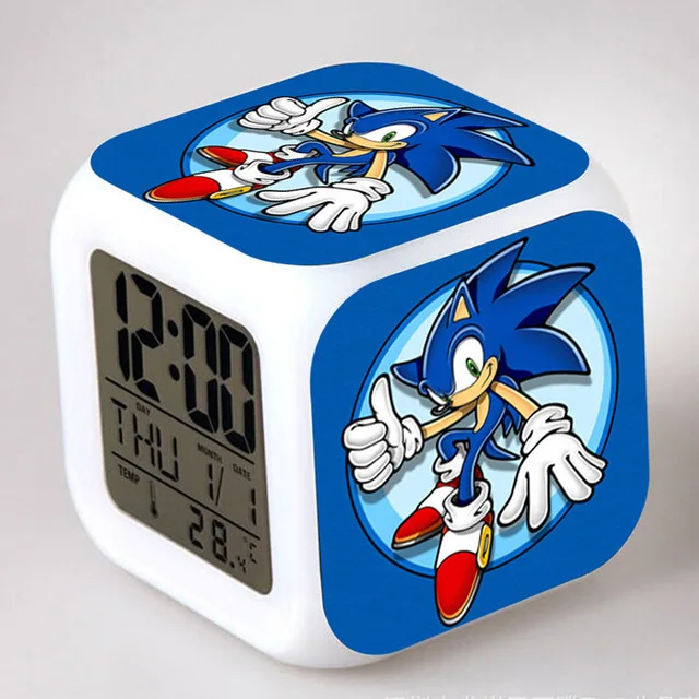 Белый Sonic the Hedgehog светодиодный Будильник хвосты Miles Prower часы reloj despertador цифровые часы Dr. Robotnik horloge digitale Saat - Цвет: Белый