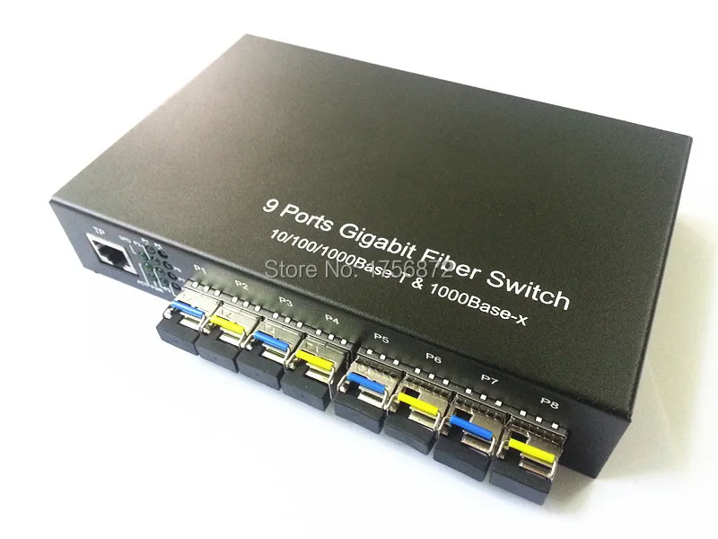 

8 Giga SFP and 1 1000Mbps Tx Port Fiber switch Media Converter SFP media converter single fiber 1000M 8-Port SFP Fiber Switch