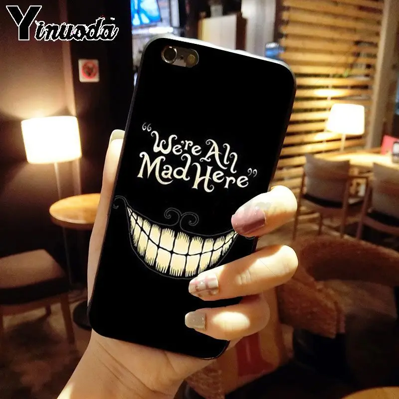 Yinuoda Алиса в стране чудес Черный силиконовый мягкий чехол для телефона iPhone X XS MAX 6