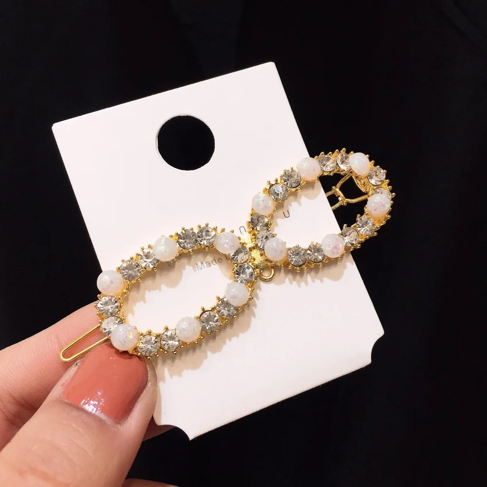 

Korea Full Crystal Geometric Rhinestones Side Bangs Clip Hair Accessories Hair Clips For Women Hairpin Crystal Hairgrips