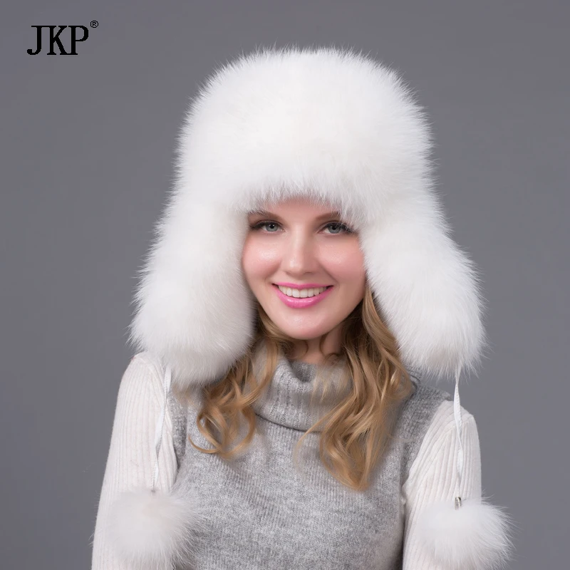 winter fur hat natural fox autumn and female bomber | Аксессуары для одежды